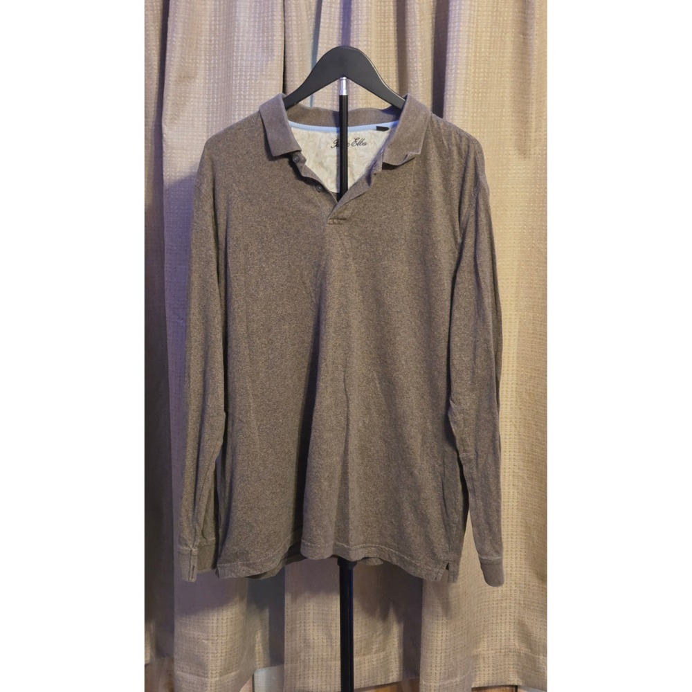 Tasso Elba Long Sleeve Polo Shirt Mens Size XL Brown